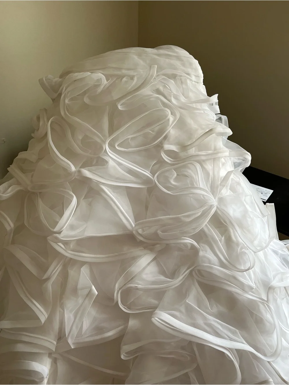 White Ruffled Organza Decorative Throw or Fabric Accent